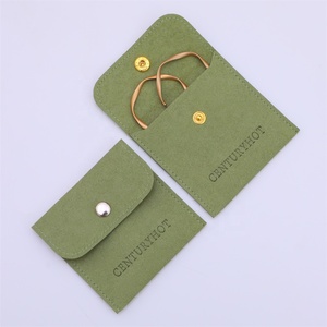 Pochette à bijoux en microfibre verte PUPPYSEW, sacs de haute qualité personnalisés pour mini-bagues, sac cadeau avec logo personnalisé - Product Image 2