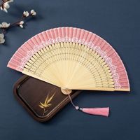 Accessoires photo de mariage DIY style chinois : Éventail pliant en bambou, style ancien, peint à la main, couleur dégradée, pour danse et cheongsam chinois