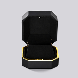 FANXI Custom logo <b>Black</b> Microfiber Jewelry <b>Box</b> Ring Earrings Pendant Necklace <b>Box</b> Jewelry Packaging Octagonal <b>Box</b> - Product Image 3