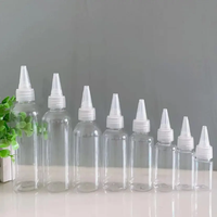 Bouteille en plastique transparente pour eau, miel, à presser, vide, 30 ml, 60 ml, 100 ml, 500 ml, avec embout pointu, compte-gouttes pour faux cils, blush