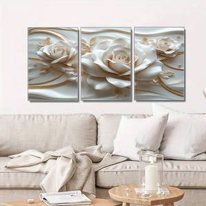 中国黄金供应商办公室装饰框架悬挂白花花卉水晶瓷画或不干胶艺术画 - Product Image 1