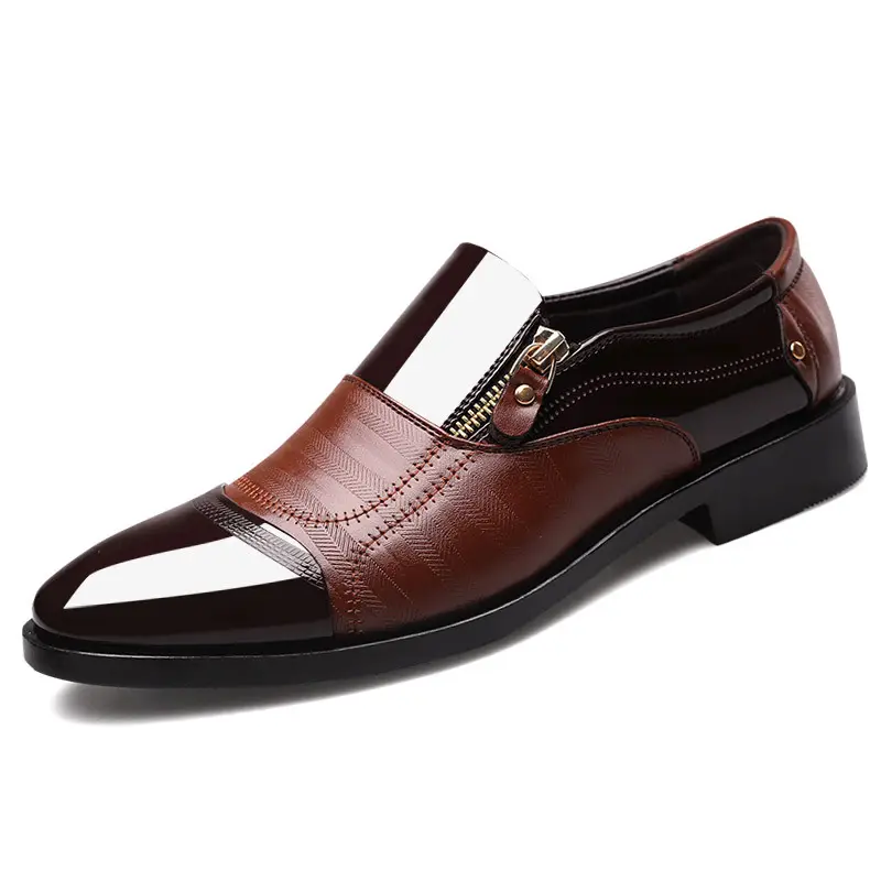 Sapatos Pakaian Wholesale Price Black Leather Shoes New Fashion Top Quality Italian Custom Design Classic Men's Dress + Shoes