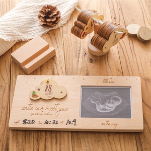 Gran oferta, hito del viaje del <span class=keywords><strong>embarazo</strong></span>, hito de crecimiento semanal de madera, Marco de imagen de sonograma para bebés para mamás primerizas - Product Image 3