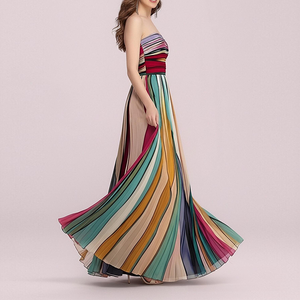 Robe midi sans bretelles et sans manches <span class=keywords><strong>pour</strong></span> <span class=keywords><strong>femme</strong></span>, coupe trapèze, en polyester respirant, élégante, <span class=keywords><strong>pour</strong></span> le bureau, les fêtes et les occasions décontractées - Vente en gros - Product Image 3
