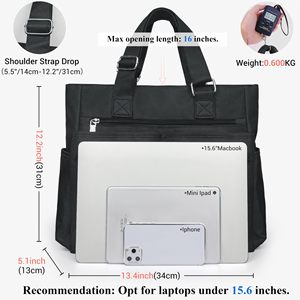 Sac fourre-tout résistant à l'eau avec 12 poches, fermeture éclair supérieure et support de fond épais, sac pour ordinateur portable pour femmes et hommes actifs - Product Image 3