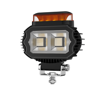 Lampe de travail LED 2-en-1 avec feu d'avertissement ambre, faisceau blanc large, DC9-36V, pour camion, chariot élévateur, excavatrice