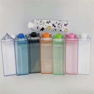 <b>Hot</b> Sale Creative Transparent Plastic <b>Water</b> <b>Bottle</b> With Custom Logo Bpa Free Milk Box Carton Shaped <b>Water</b> <b>Bottle</b> - Product Image 1