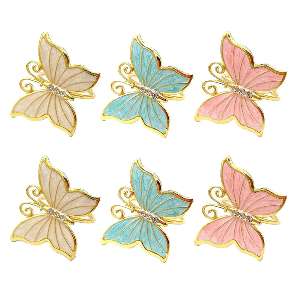 Butterfly Napkin Rings Wedding Pink Napkin Holder Rings for Hotel Birthday Wedding Xmas Party Favor Table Decoration HWW08
