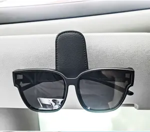 高品质PU皮革汽车太阳镜支架汽车遮阳板衣架夹子眼镜组织者存储内饰配件