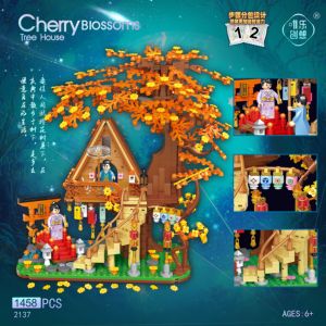 Idee 2137 2 1 fiore di ciliegio Mini romantica casa sull'albero Set ABS regali di compleanno per adulti bambini educativi - Product Image 4