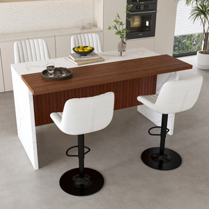 Modern Swivel <b>Bar</b> <b>Stools</b> with <b>Adjustable</b> Height (35.03-43.7 Inches) Backrest Velvet Fabric-Hotel Dining Use Commercial Furniture - Product Image 4