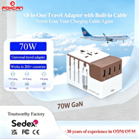 Foxcan 70W Chargeur rapide Adaptateur de voyage universel avec prise USB et prise de type C Logo personnalisé Courant nominal 10A