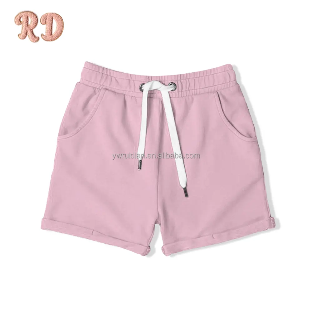 Türük RuiDian OEM fabrika özel çocuk düz renk şort plaj pantolonları erkek ve kız Can spor pantolonları toptan