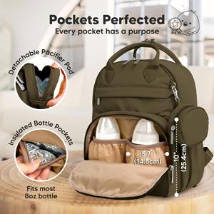 <span class=keywords><strong>Mochila</strong></span> Multifuncional de Moda para Pañales |   Bolsa de Pañales para Bebés, para Padres y Madres, 18L, Poliéster, Impermeable, con Cierre de Cremallera - Product Image 6