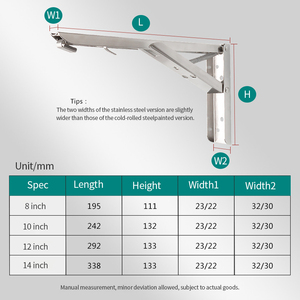 Soporte Plegable para Estante, Soporte Triangular Plegable para Montaje en Pared, Ahorro de Espacio con 1.5 cm de Separación, Herrajes para Muebles para <span class=keywords><strong>Restauración</strong></span> de Muebles - Product Image 5