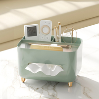 Boîte à mouchoirs multifonctionnelle tout-en-un avec pieds de support, pour salon, bureau, compartiment de rangement pour articles divers