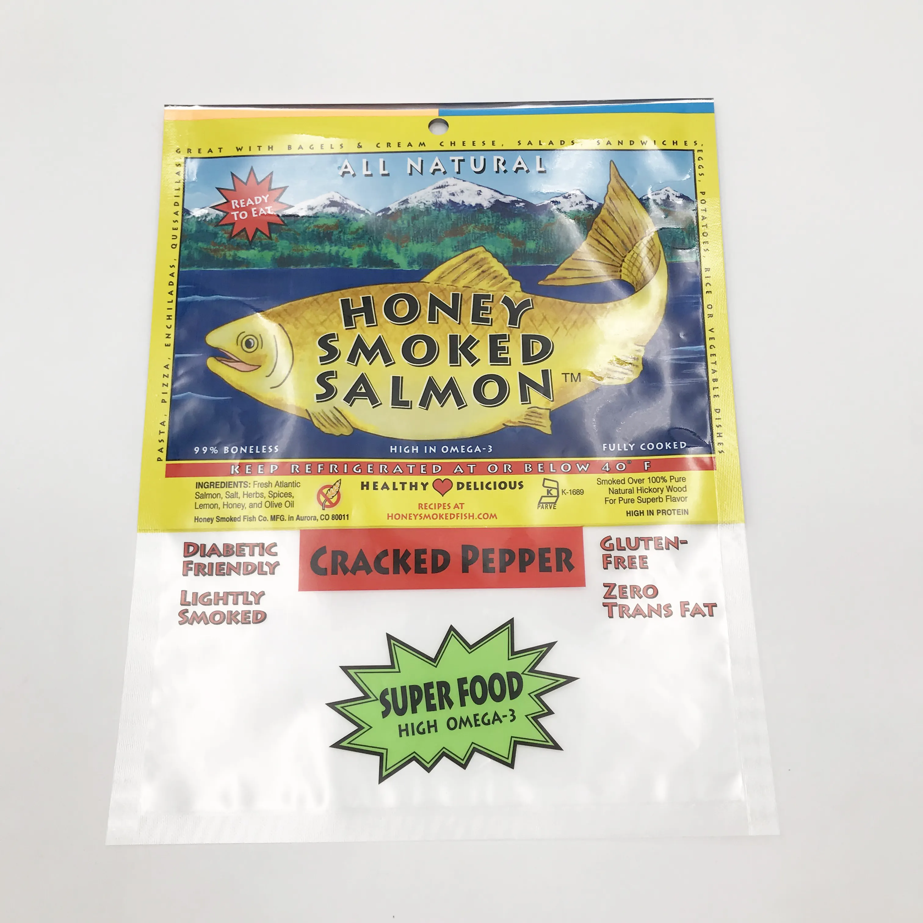 Custom Printed Vacuum sealed Nylon/Ldpe Smoked Salmon Seafoods Packaging Bag