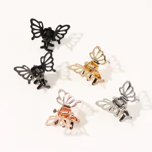 Garras de cabelo de borboleta, grampos de cabelo de metal para mulheres, mini grampos de cabelo, borboleta, moda, farol