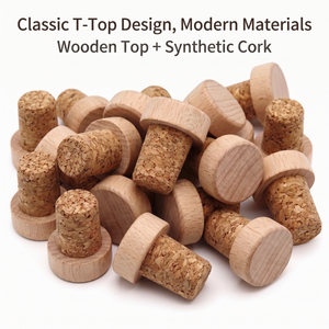 จุกปิดขวดไวน์ไม้เวียดนาม WeWood Classic T-Top พร้อมจุกไม้ก๊อกสังเคราะห์ สำหรับขวดวิสกี้ เหล้า และสุรา ฝาปิดขวดแบบทันสมัย - Product Image 1