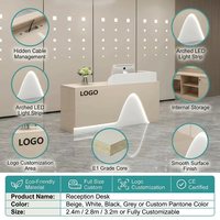 Comptoir de réception moderne minimaliste avec éclairage LED, logo personnalisé, table de réception pour salon de beauté, bureau, clinique, hôtel