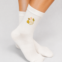 Chaussettes de sport personnalisées à faible MOQ, blanches, brodées motif océan, coquillages, en coton et élasthanne, pour la course à pied
