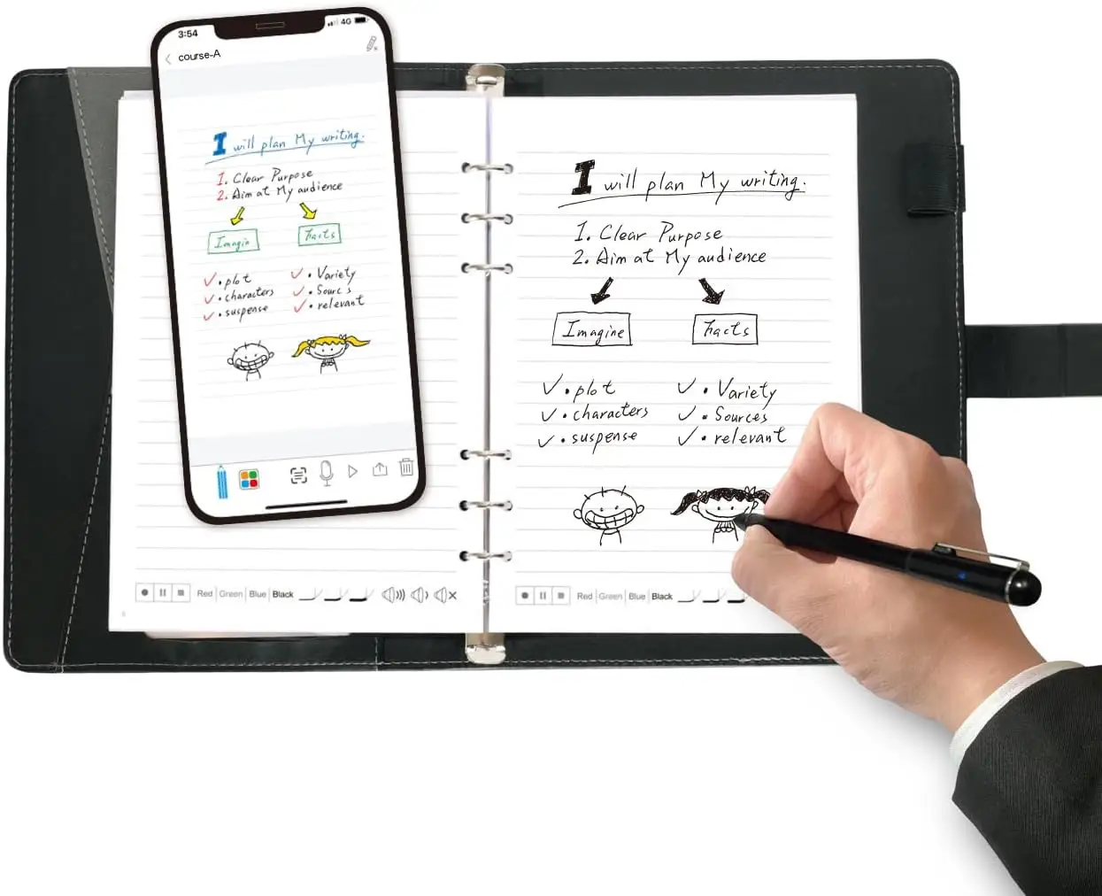 OEM dijital akıllı yazma kalem Bluetooth kablosuz kağıt Tablet elektronik yazma pedi not alma için A5 bulut depolama yazma