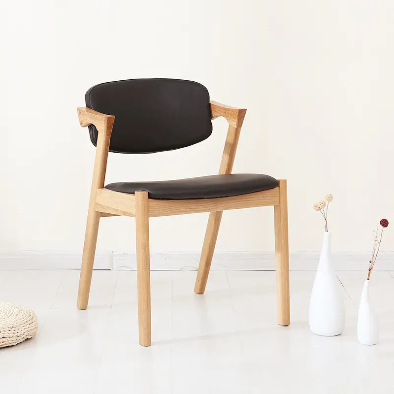 Новая кофейная Мебель Черная кожа цельного дерева стул для гостиной ресторан и гостиничная мебель
