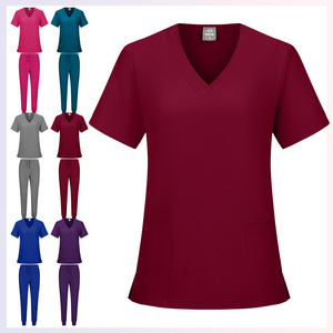 Unisex Scrub Set Moisture Wicking Knitted Split Uniforms For Medical Dental Use - Product Image 1