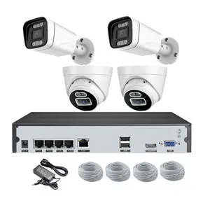 4K 8MP taret Dome Bullet gözetim POE IP kamera tam renkli gece görüş NVR 4 kanal sistemi