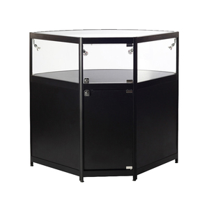 Armoire de rangement et <span class=keywords><strong>vitrine</strong></span> d'angle MDF, cadre en aluminium, couleur argent ou rose, conception avec placard de rangement - Product Image 4