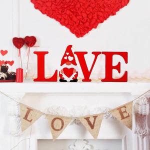 Pronto per la spedizione decorazione di san valentino ornamenti nuziali in legno decorazione vuota arte amore scultura - Product Image 1