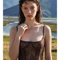 Collier ras du cou JINYOU 5927 avec pendentif cœur romantique en zircon cubique, plaqué or, en acier inoxydable, avec pampille en zircon étincelant