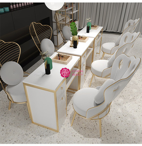 Table de manucure professionnelle de luxe en métal moderne pour salons de beauté, vente en gros Yicheng Beauty pour les techniciennes en ongles - Product Image 4