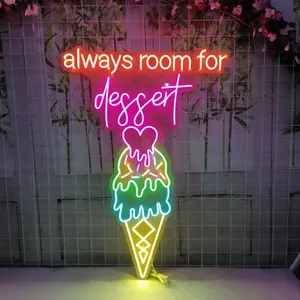 Drop ship neon logo decor room birthday ice cream wholesale led 12V neon sign Custom name for party flower wall neon