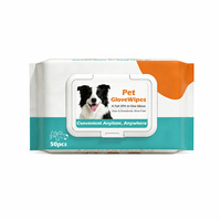 Gants de bain pour animaux sans eau, lingettes 50 pièces, lingettes humides pour chiens et chats, gants de toilettage, vente en gros OEM ODM, lot en vrac