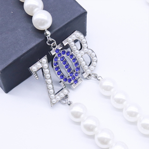 Neue stilvolle Schwestern schaft Zeta Phi Beta Symbol Logo Charm und 2 Reihen weiße Perlenkette Herstellung griechische ZPB Soror Schmuck Halskette - Product Image 6