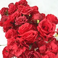 Bunga Mawar Merah Buatan Grosir Dekorasi Meja Pesta Pernikahan Romantis Hiasan Ranting Bunga Panjang Pengaturan Acara Elegan