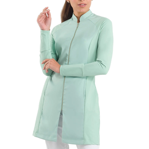 เสื้อกาวน์แพทย์หญิง ผ้าฝ้ายผสมโพลีเอสเตอร์ ซิป แขนยาว ทรงเข้ารูป สีขาว - Product Image 1