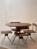 Chaise de salle à manger moderne de luxe léger en acier inoxydable, style mi-siècle, dossier en bois massif, design minimaliste, mobilier de maison et de bureau