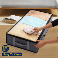Boîtes de rangement à couverture transparente en PVC boîtes de rangement sous lit en tissu non tissé écologique avec poignée solide