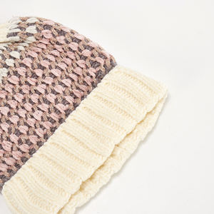 Bonnet tricoté chaud d'hiver personnalisé pour femmes bonnet en chenille rose en fil de coton à la mode pour le voyage, vente en gros - Product Image 5