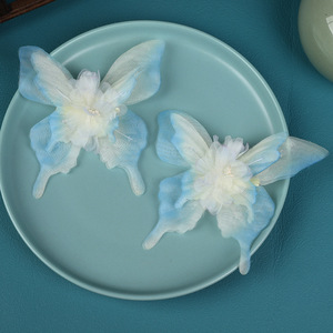24 Nuevas Pinzas para el Cabello con Diseño Original Hecho a Mano, con Mariposa Azul Degradada y Diseño Floral Perforado, para Estilo Chino Tradicional - Product Image 4