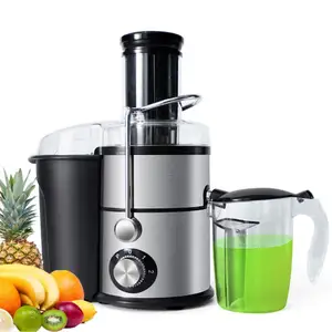 Extracteur de jus de fruits et de légumes en acier inoxydable sans BPA, extracteur de jus centrifuge électrique de comptoir en argent