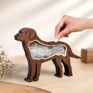 Wooden Dog-Shaped Pet Hair Storage <b>Box</b> Personalized Name Display Standing Decorative <b>Keepsake</b> - Product Image 1