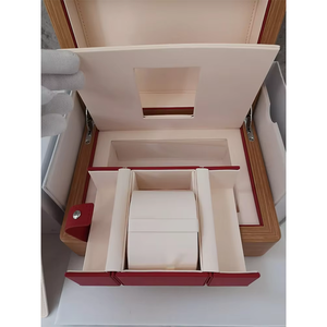 Wooden <b>Watch</b> Box Travel <b>Watch</b> <b>Case</b> Red Interior Faux Leather Lined Gift Packaging Custom Logo Famous brand <b>Watch</b> Box - Product Image 1