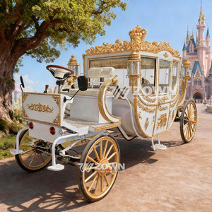 Carruaje eléctrico de lujo blanco estilo real con patrón dorado en relieve para transporte en fiestas de vacaciones en villas y ranchos grandes - Product Image 1