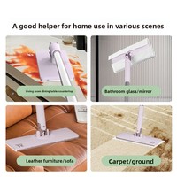 Lingettes électrostatiques plates automatiques papier de vadrouille mains libres avec poteau en acier et poignée de nettoyage de panier en plastique pour le dépoussiérage des sols