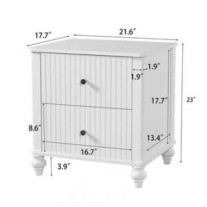 White 2 <b>Drawer</b> Nightstand 23 Inch Sturdy Wooden Bedside Table Modern Bedroom <b>Storage</b> <b>Drawers</b> - Product Image 2