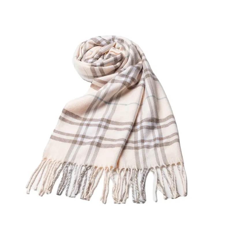 Оптовая продажа, новинка 2023, кашемировый клетчатый шарф, женские осенне-зимние плотные шарфы с кисточками от производителя, стильные шарфы для женщин
