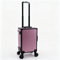 Étui à cartes en aluminium rose avec roulettes, poignée télescopique, serrure TSA et 4 emplacements, étui à cartes en aluminium pour cartes gradées